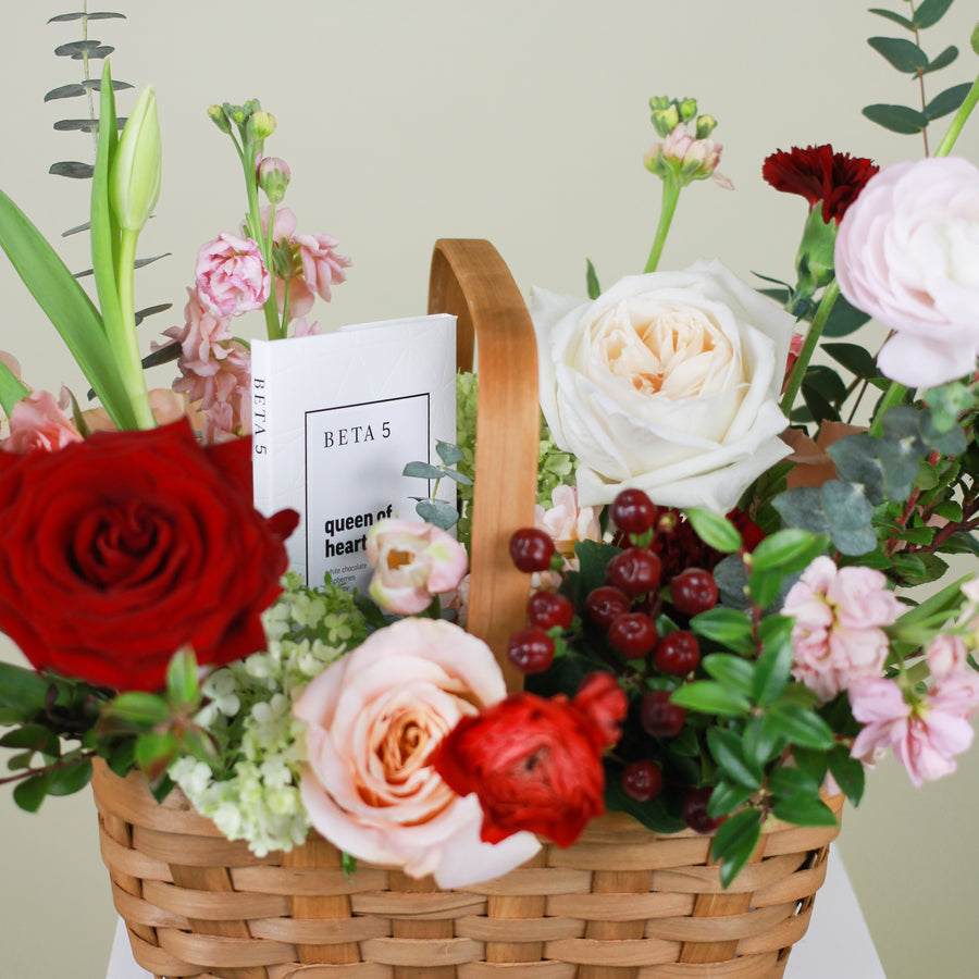 Cinnamon Hearts Flower Gift Basket